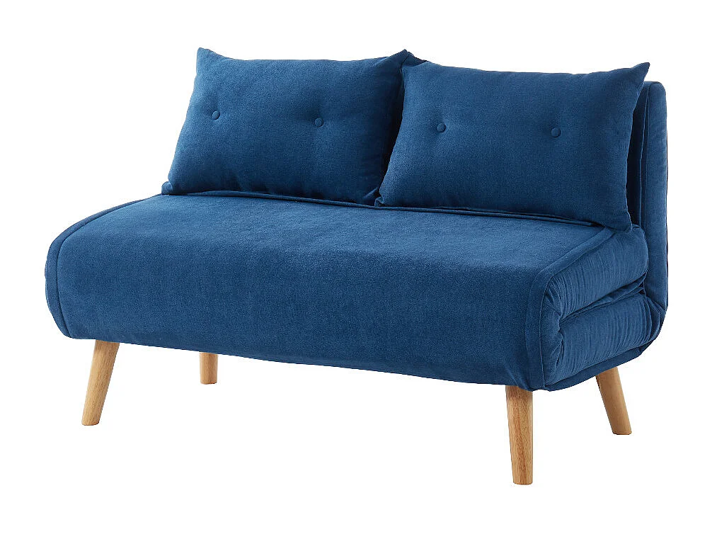 Canapé 2 places convertible en tissu bleu VALERIO