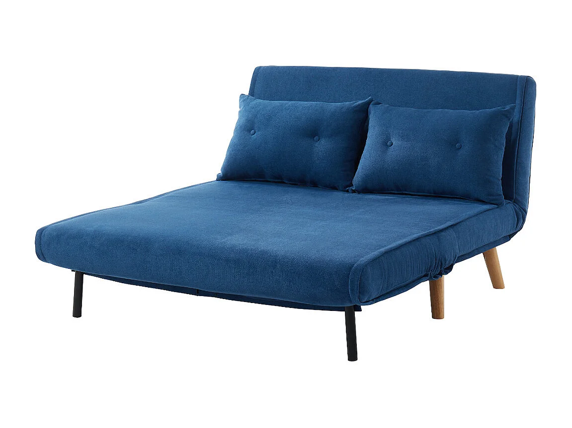Canapé 2 places convertible en tissu bleu VALERIO