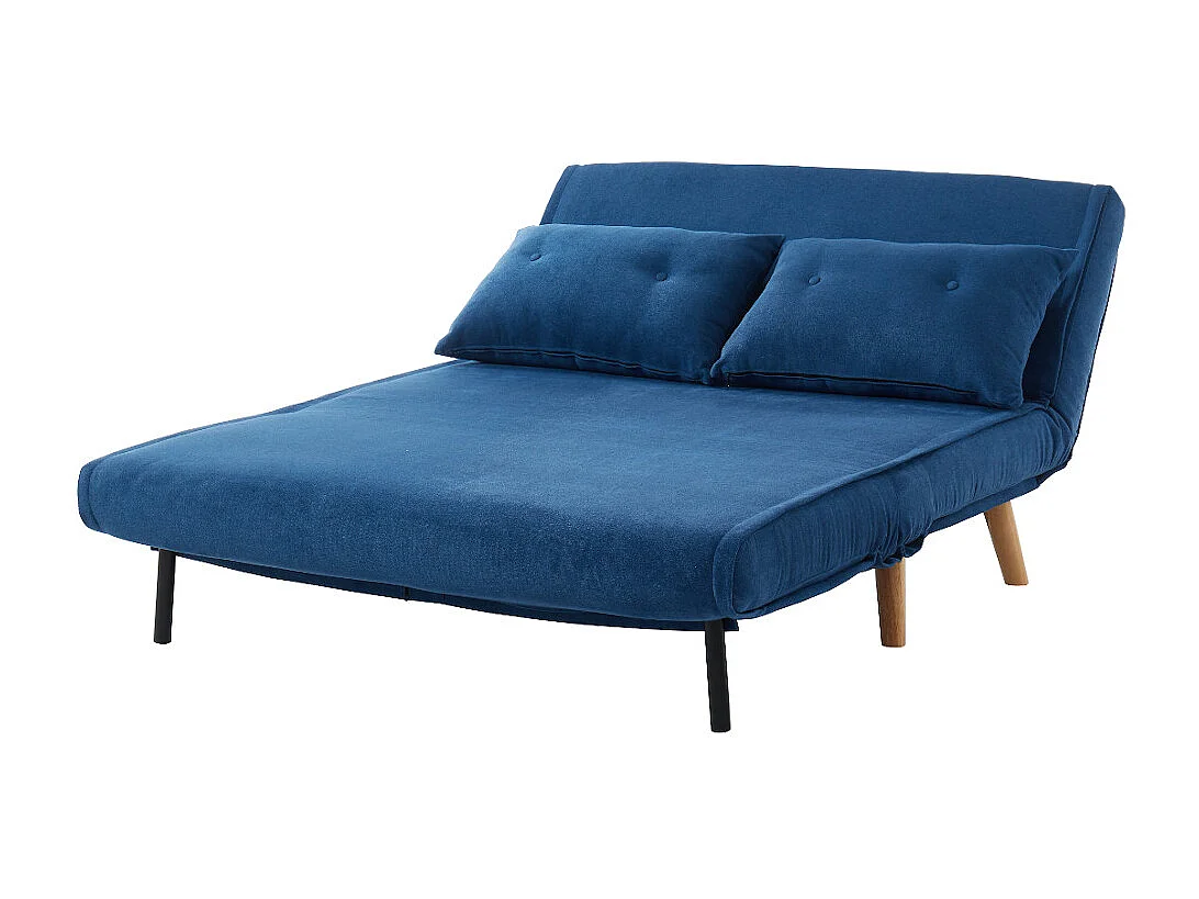 Canapé 2 places convertible en tissu bleu VALERIO