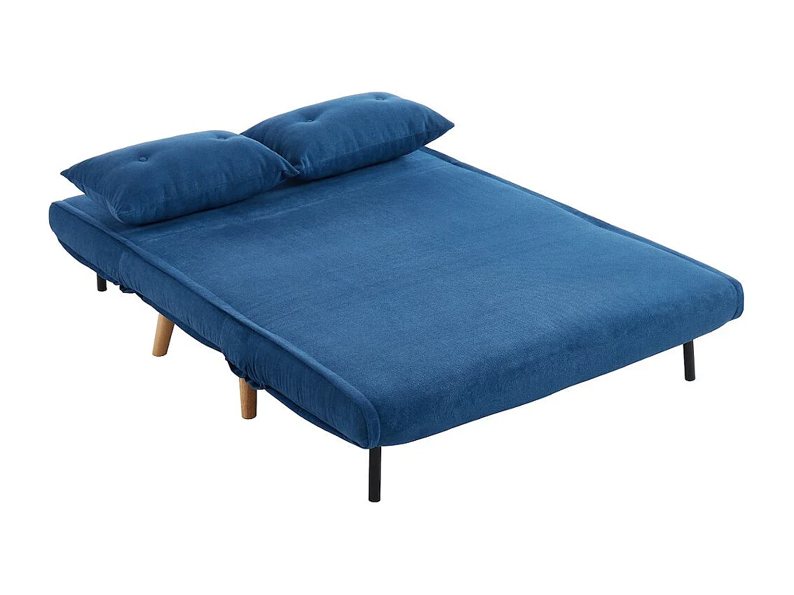 Canapé 2 places convertible en tissu bleu VALERIO