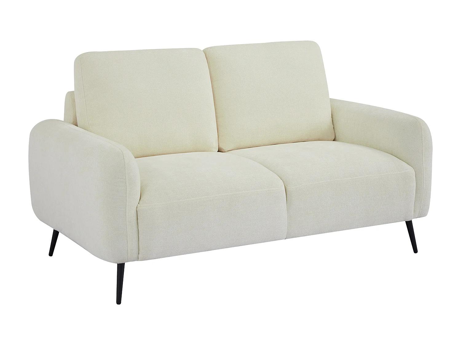 Canapé 2 places en tissu texturé blanc cassé LETROSA