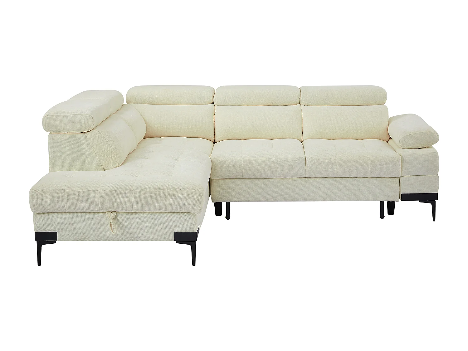 Canapé d'angle gauche convertible en tissu texturé blanc cassé TICOUTA