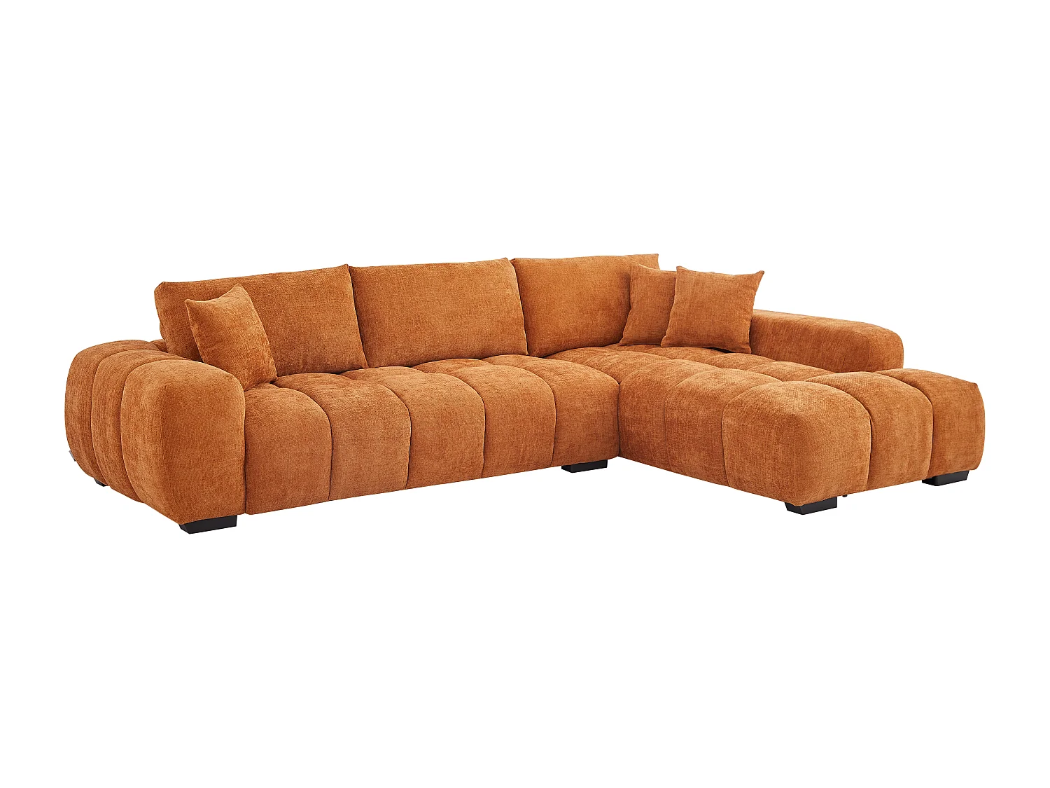 Canapé d'angle droit en tissu texturé terracotta BERENIA