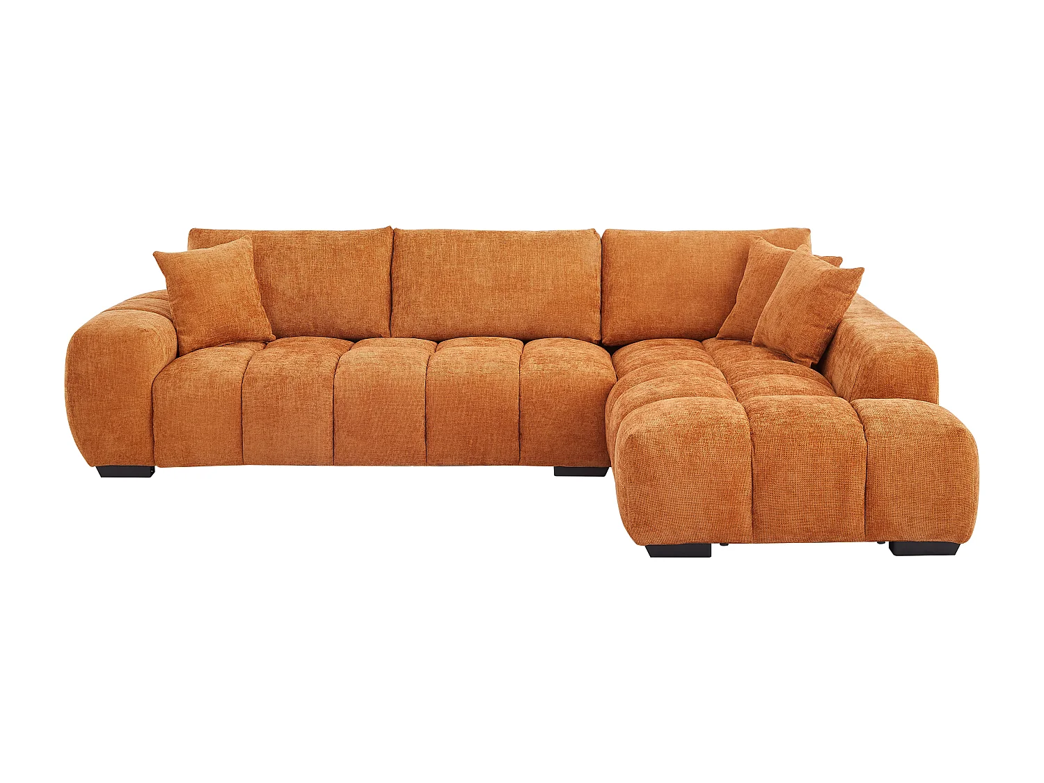 Canapé d'angle droit en tissu texturé terracotta BERENIA