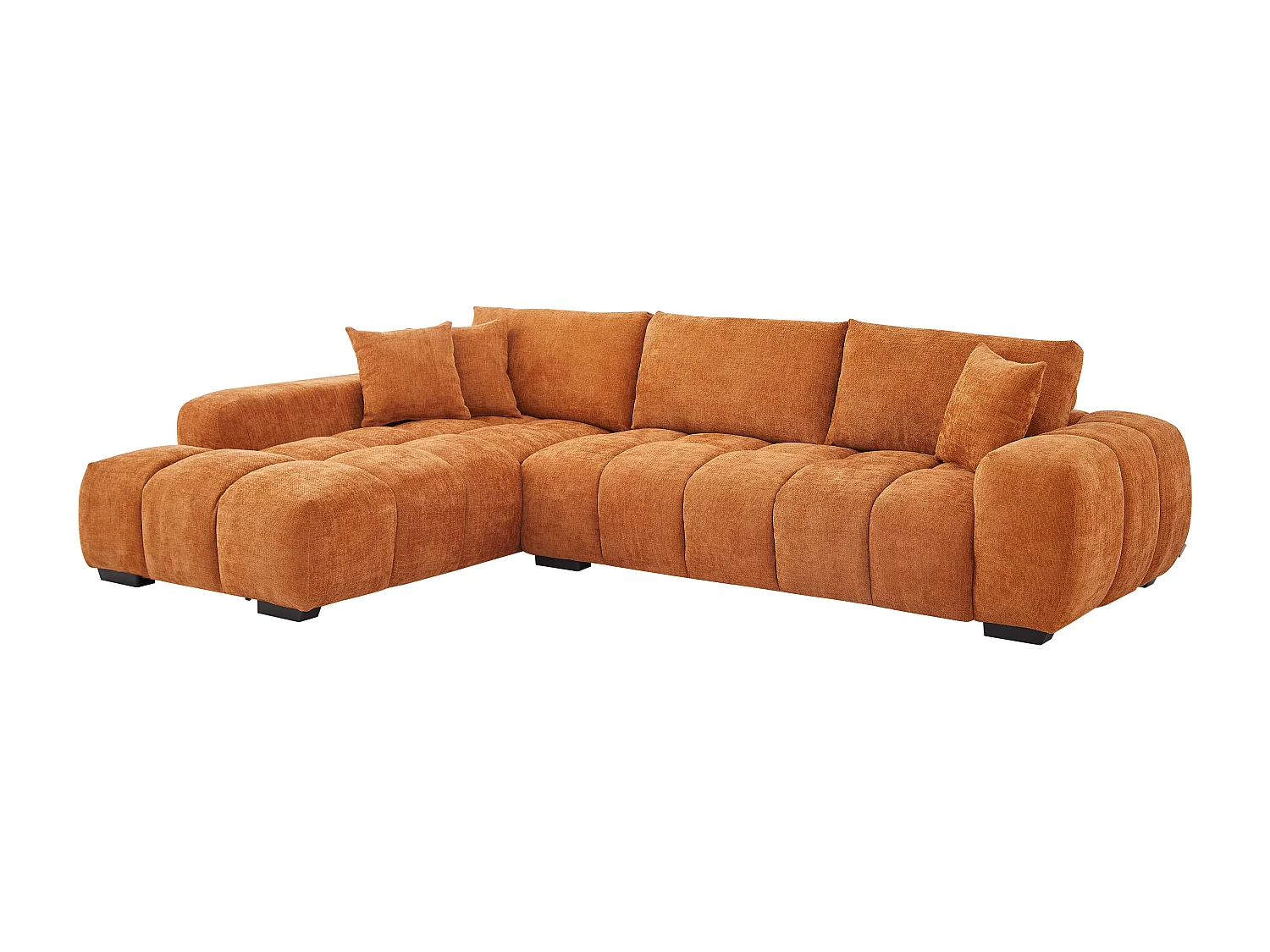 Canapé d'angle gauche en tissu texturé terracotta BERENIA