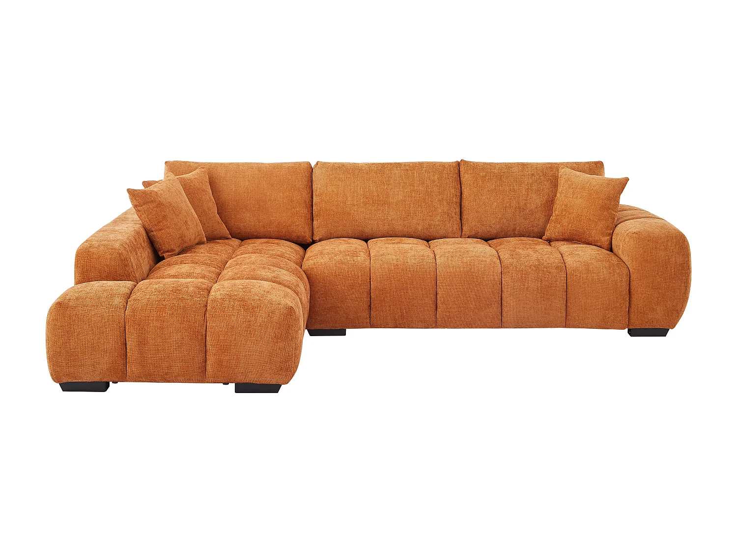 Canapé d'angle gauche en tissu texturé terracotta BERENIA