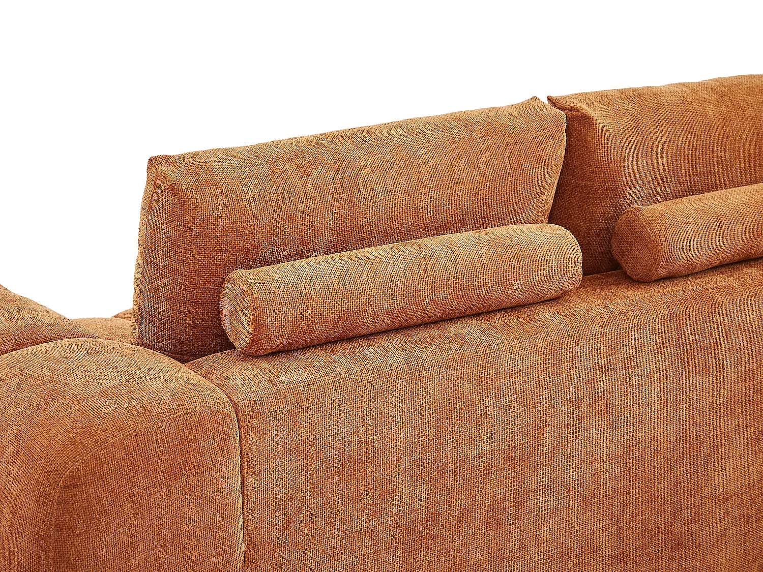 Canapé d'angle gauche en tissu texturé terracotta BERENIA