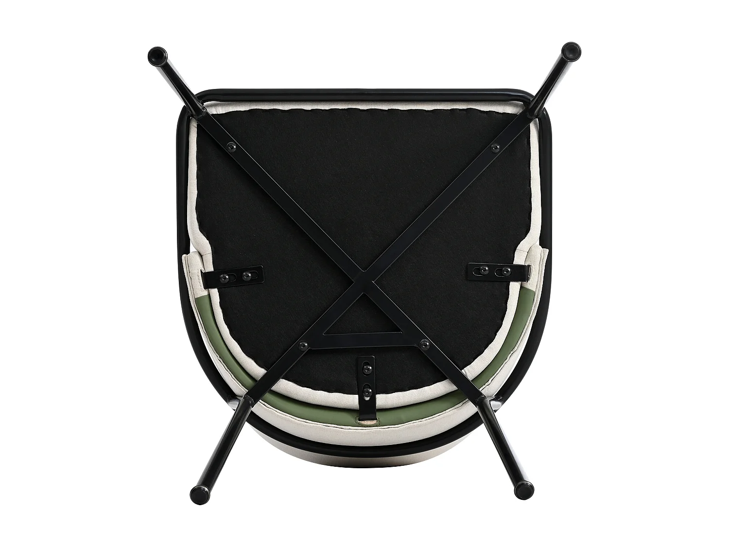 Lot de 6 chaises modernes à pieds inclinés - 55 x 55 x 85 cm - pieds noirs - métal + bois - beige + vert