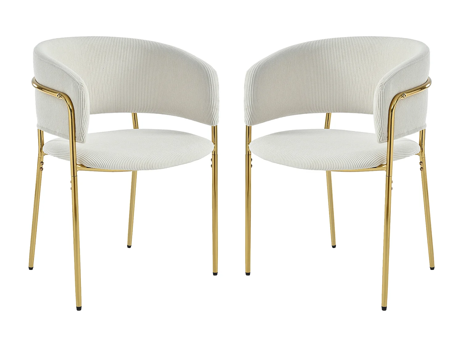 Set van 2 moderne stoelen met schuine poten - 55 x 55 x 80 cm - gouden poten - voor de woonkamer en eetkamer - metaal + hout - beige