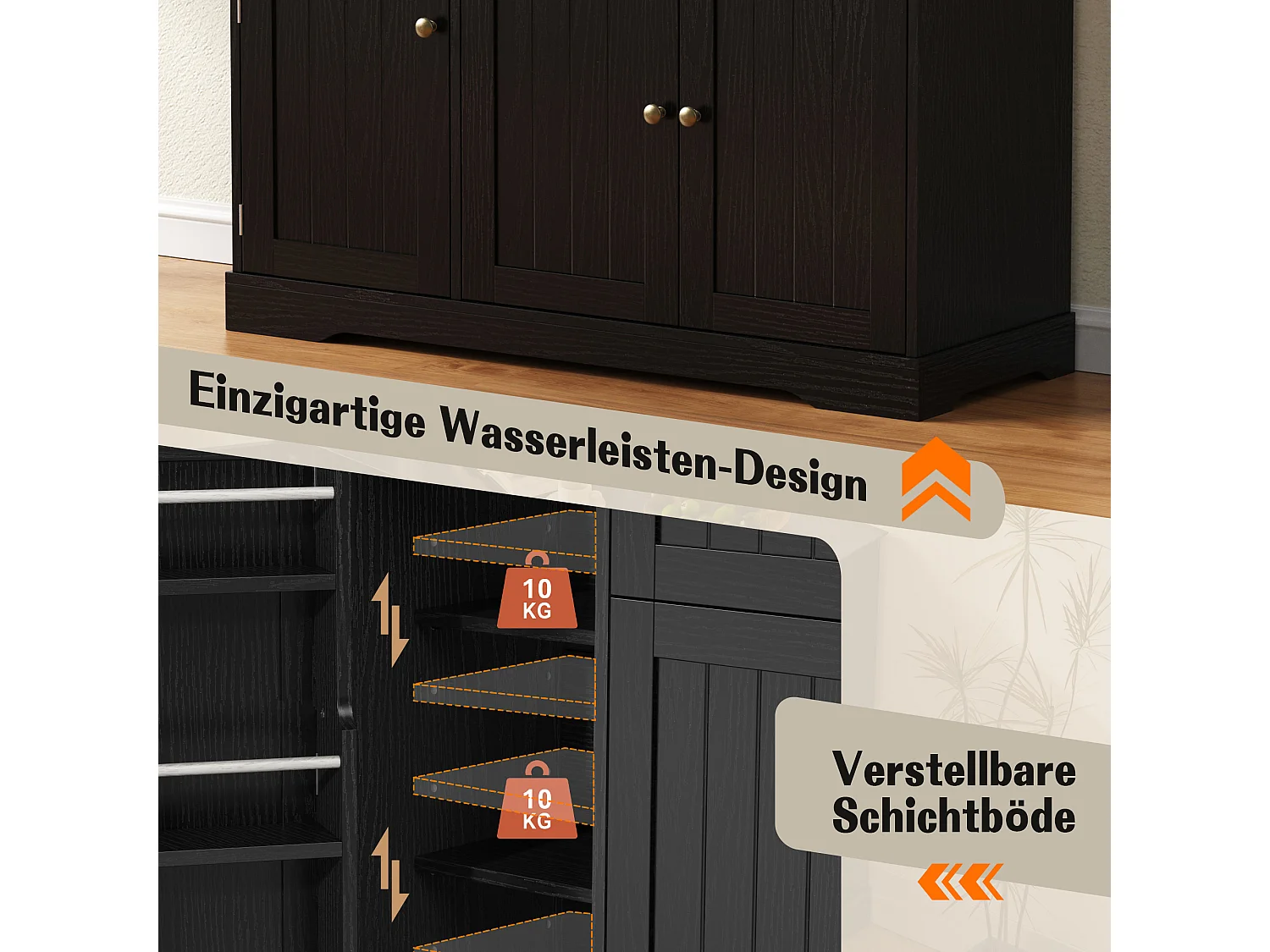 Buffet moderne et élégant - 107 x 40 x 83.4 cm - avec 3 portes + 1 tiroir - pour salle à manger et salon - MDF - noir