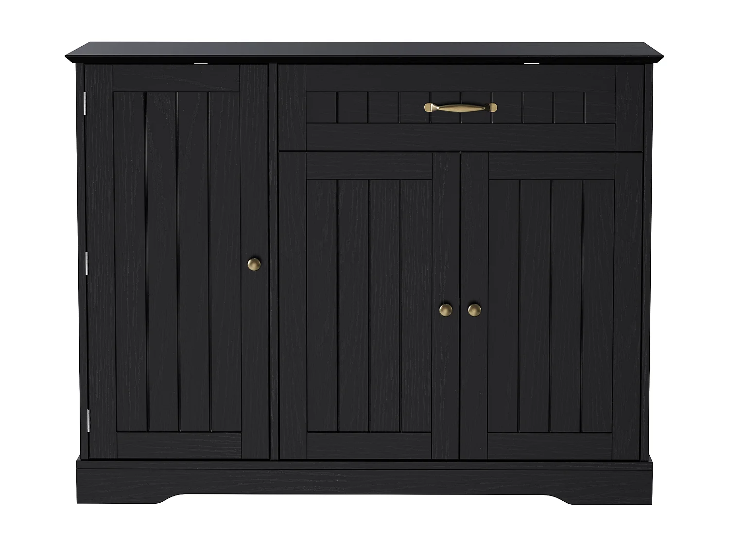 Buffet moderne et élégant - 107 x 40 x 83.4 cm - avec 3 portes + 1 tiroir - pour salle à manger et salon - MDF - noir