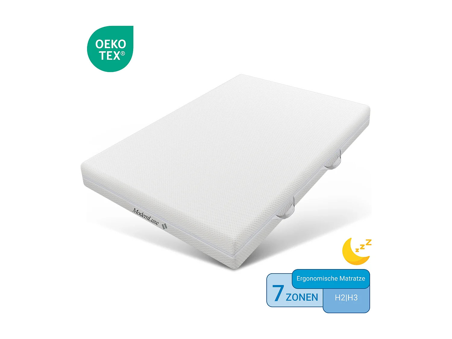 Matelas en mousse - 160 x 200 cm - matelas confort 7 zones avec poignées et housse lavable - blanc
