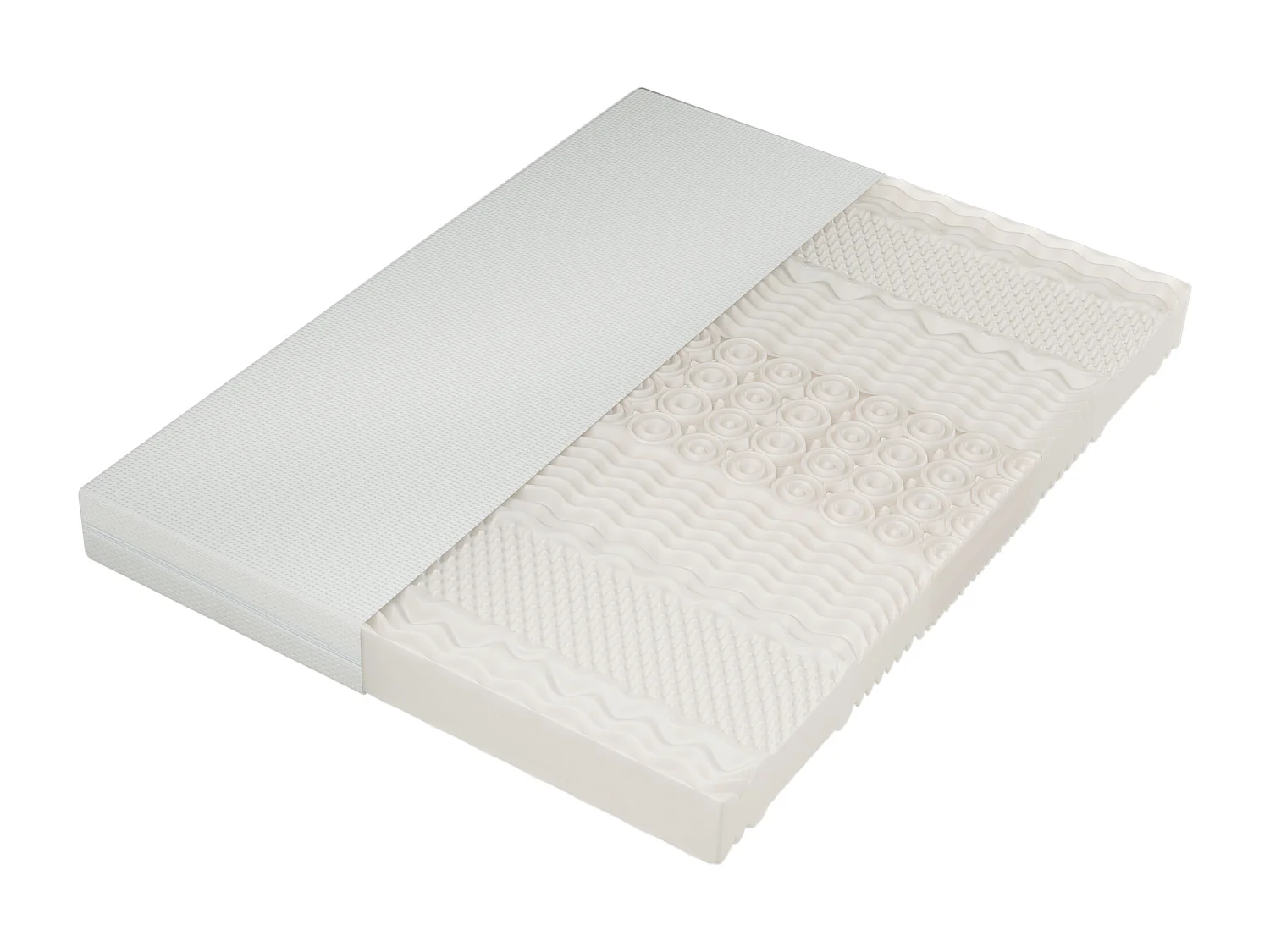 Matelas en mousse - 160 x 200 cm - matelas confort 7 zones avec poignées et housse lavable - blanc