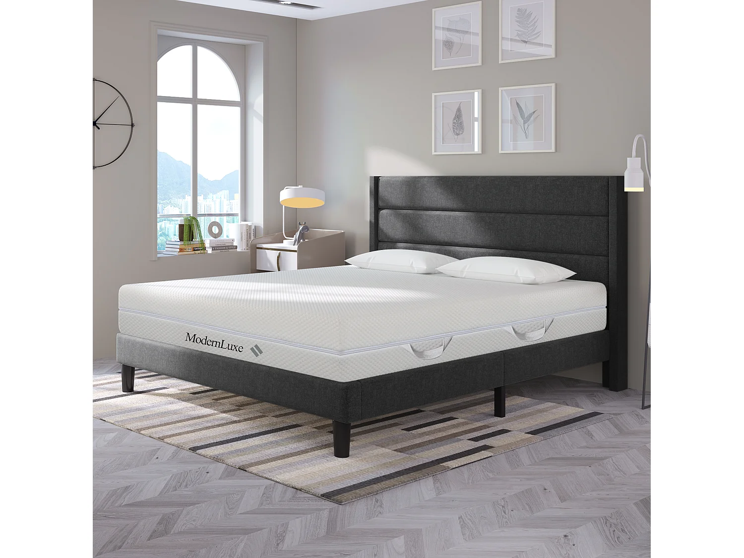 Matelas en mousse - 160 x 200 cm - matelas confort 7 zones avec poignées et housse lavable - blanc