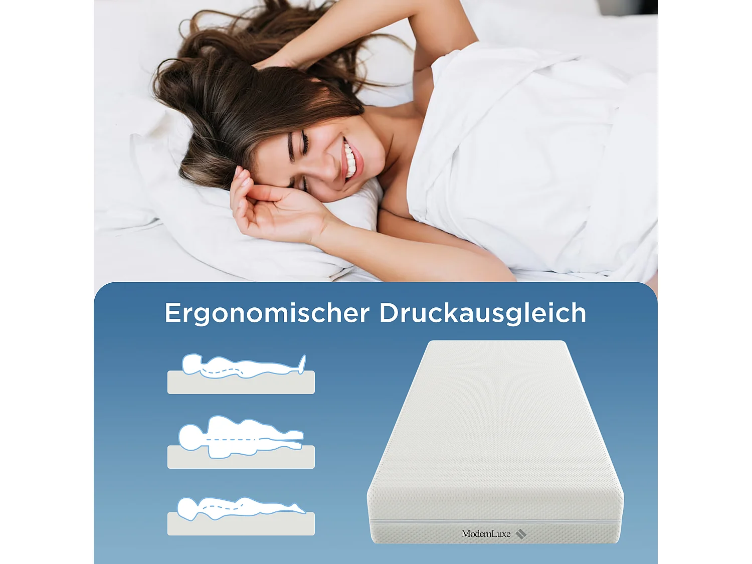 Matelas en mousse - 160 x 200 cm - matelas confort 7 zones avec poignées et housse lavable - blanc