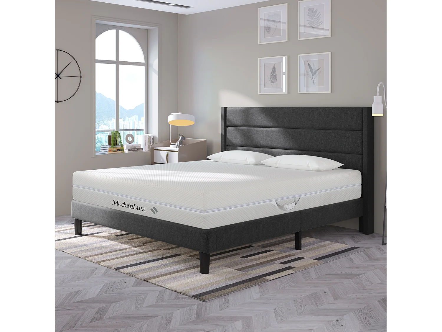 Matelas en mousse - 140 x 200 cm - matelas confort 7 zones avec poignées et housse lavable - blanc