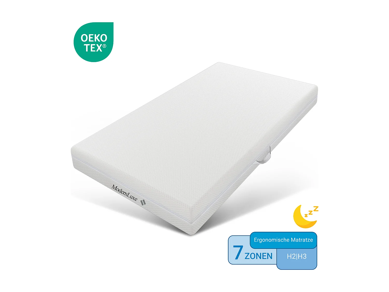 Matelas en mousse - 90 x 200 cm - matelas confort 7 zones avec poignées et housse lavable - blanc