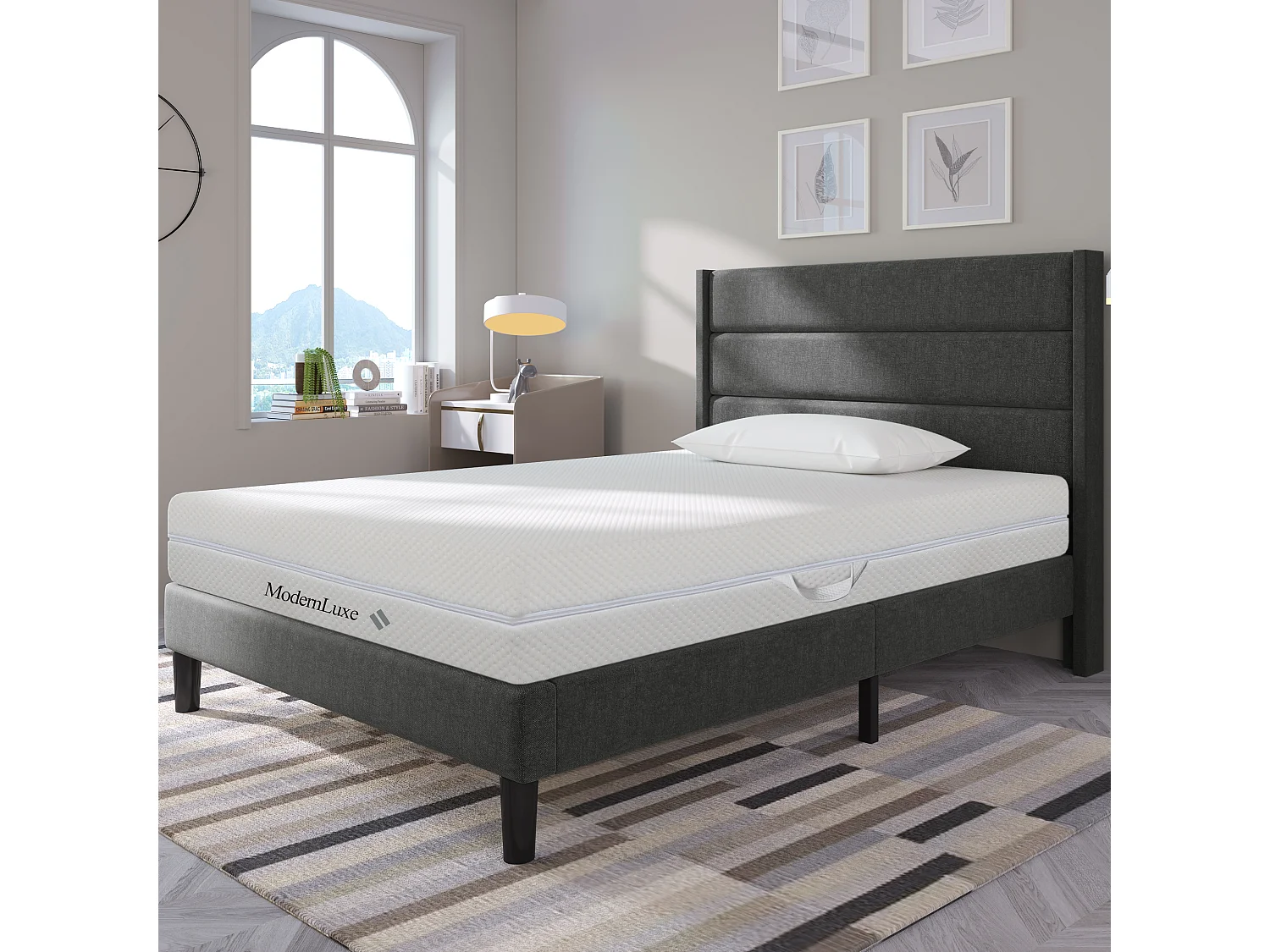 Matelas en mousse - 90 x 200 cm - matelas confort 7 zones avec poignées et housse lavable - blanc