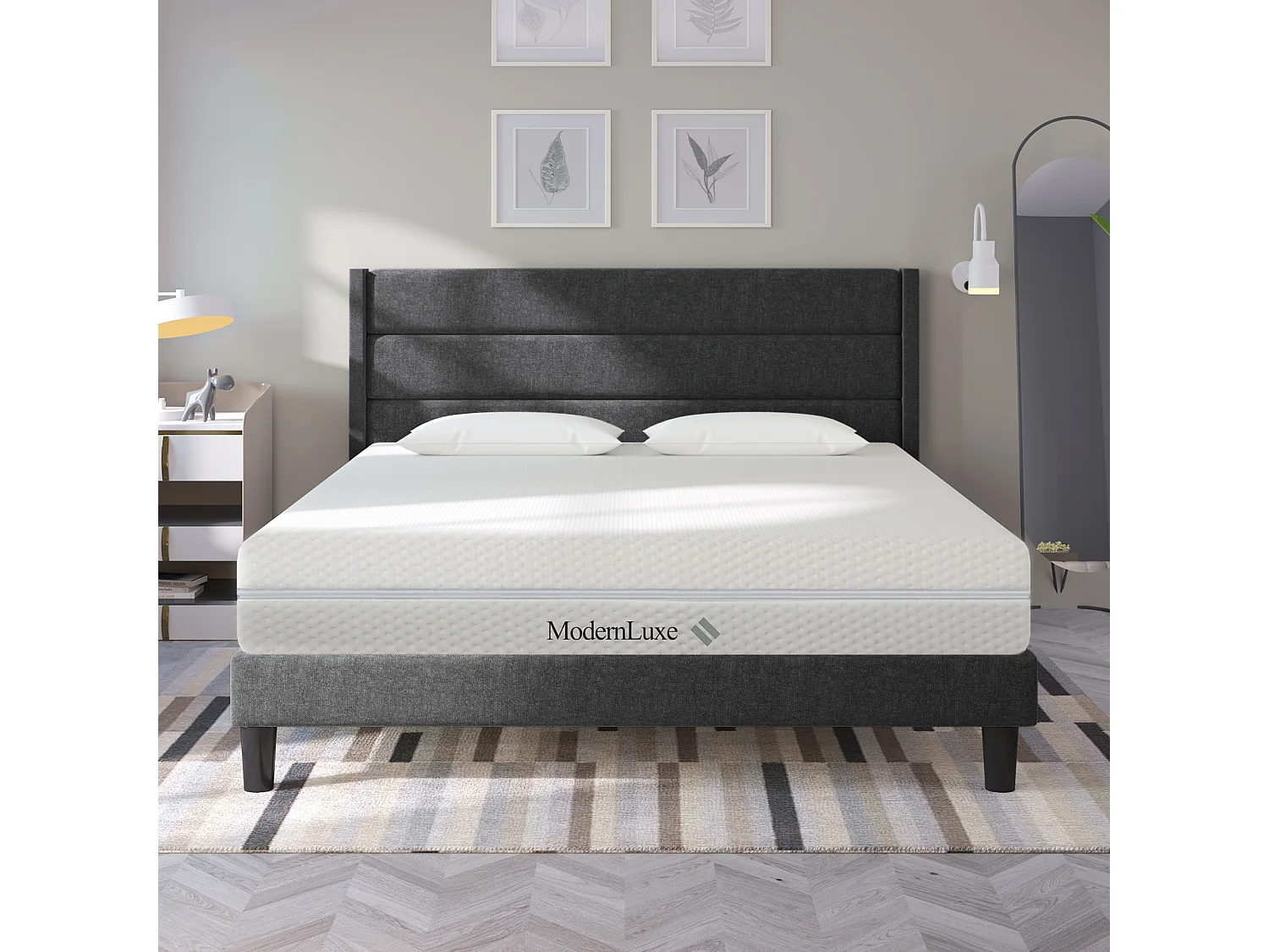 Matelas en mousse - 180 x 200 cm - matelas confort 7 zones avec poignées et housse lavable - blanc