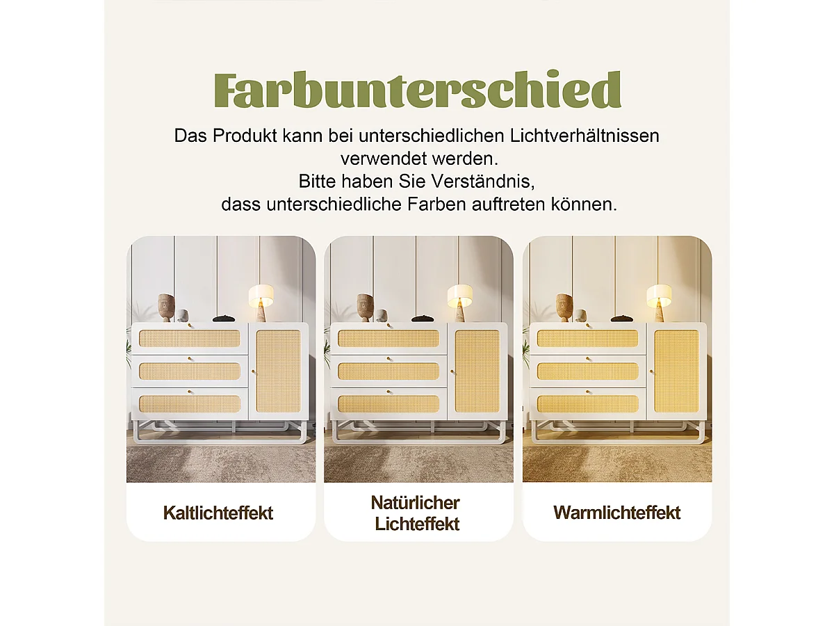 Kommode mit 3 Schubladen & 1 Türschrank Beistelltisch Aufbewahrungsschrank 120x85x40 cm Weiß