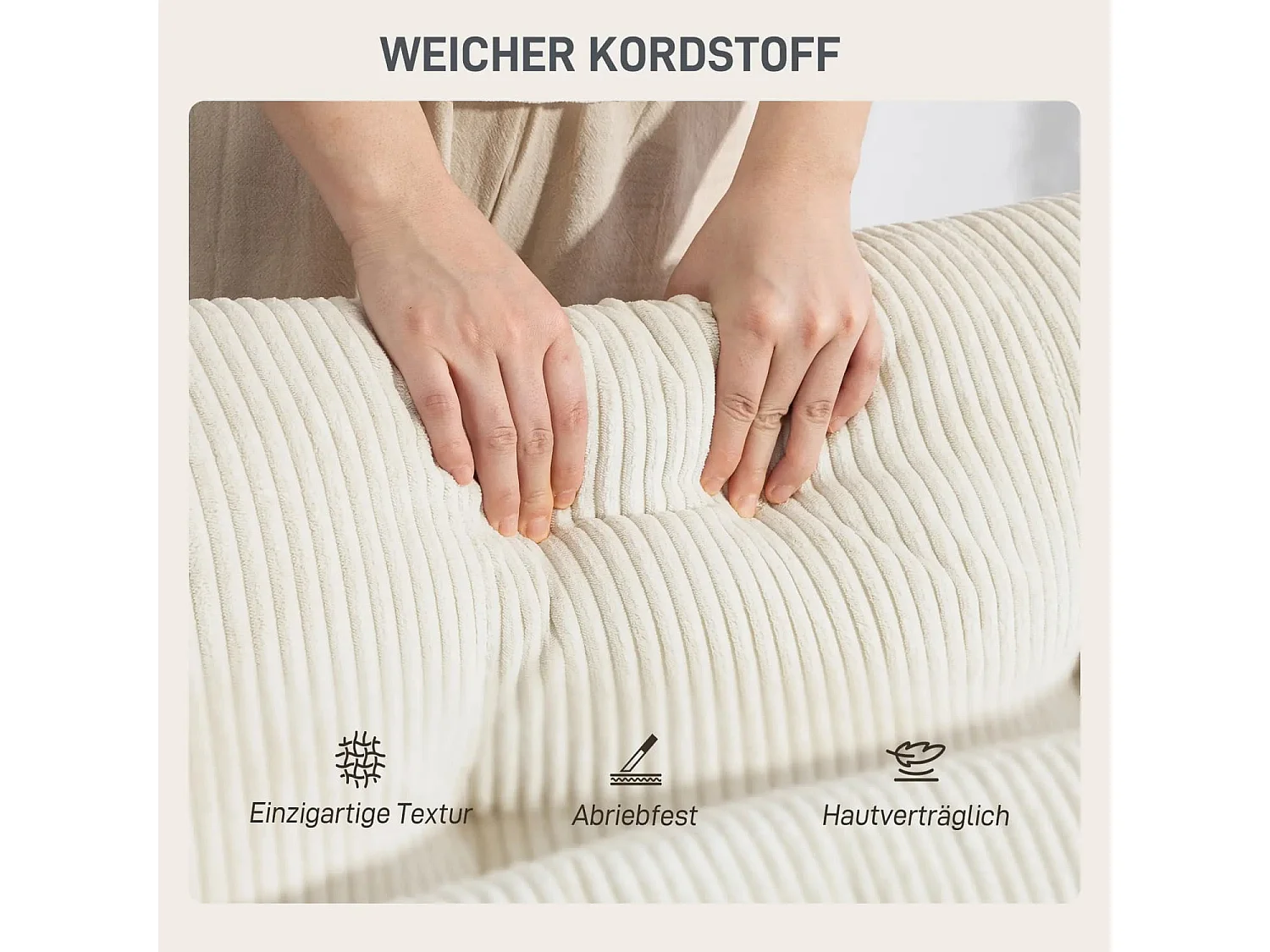 Sofa-Bett mit Kissen, Schaumstoff, zum Bett umwandelbar, Becherhalter, Cremeweiß