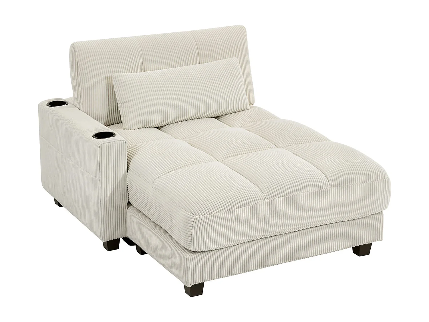 Sofa-Bett mit Kissen, Schaumstoff, zum Bett umwandelbar, Becherhalter, Cremeweiß