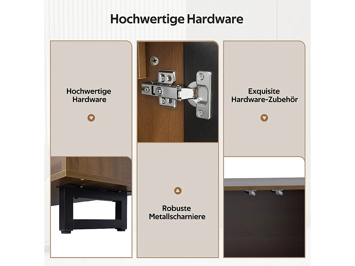 TV-Schrank mit vier Türen Vintage-Holzmaserung TV-Tisch TV-Ständer TV-Paneel 180 x 38 x 50 cm (L x B x H)