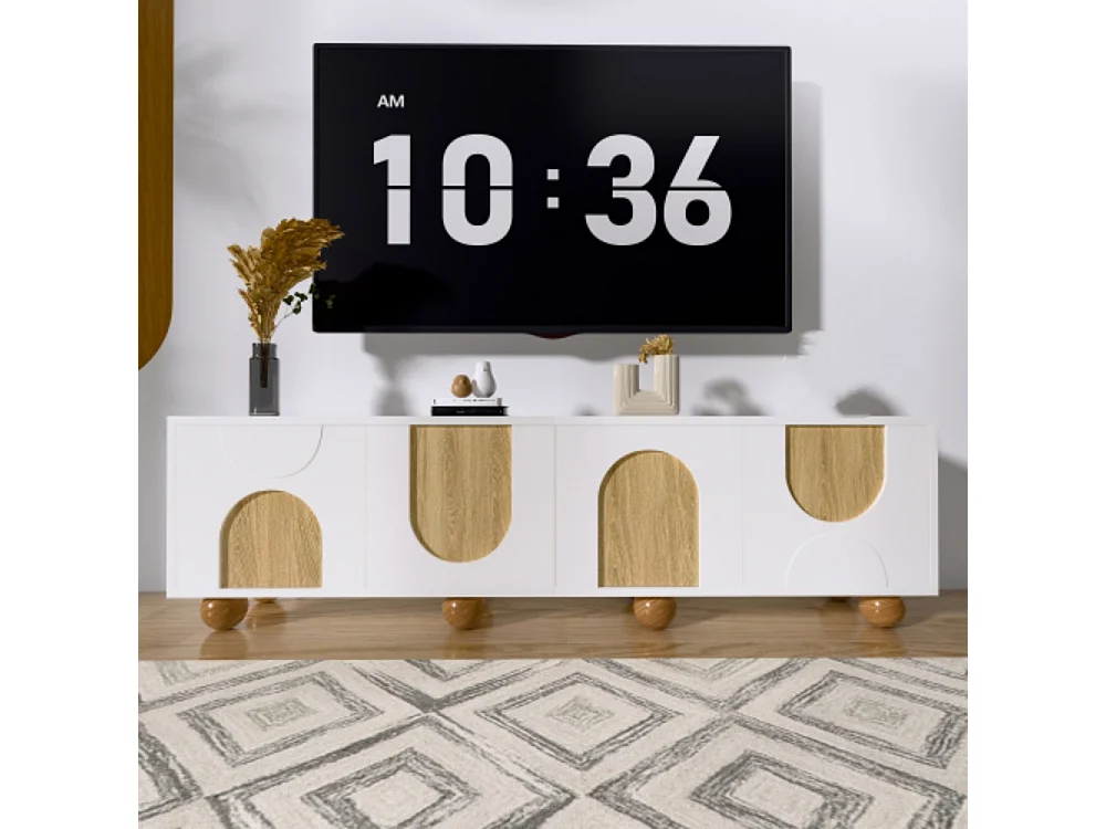 TV-Schrank mit vier Türen, TV-Ständer, TV-Ständer Einzigartiges Design TV-Konsolentisch, 175 x 38 x 50 cm