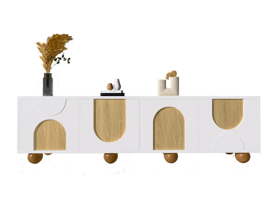 TV-Schrank mit vier Türen, TV-Ständer, TV-Ständer Einzigartiges Design TV-Konsolentisch, 175 x 38 x 50 cm