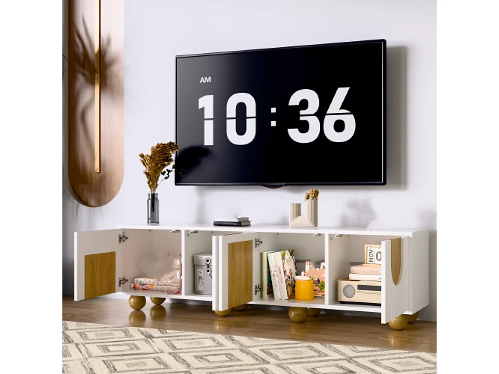 TV-Schrank mit vier Türen, TV-Ständer, TV-Ständer Einzigartiges Design TV-Konsolentisch, 175 x 38 x 50 cm