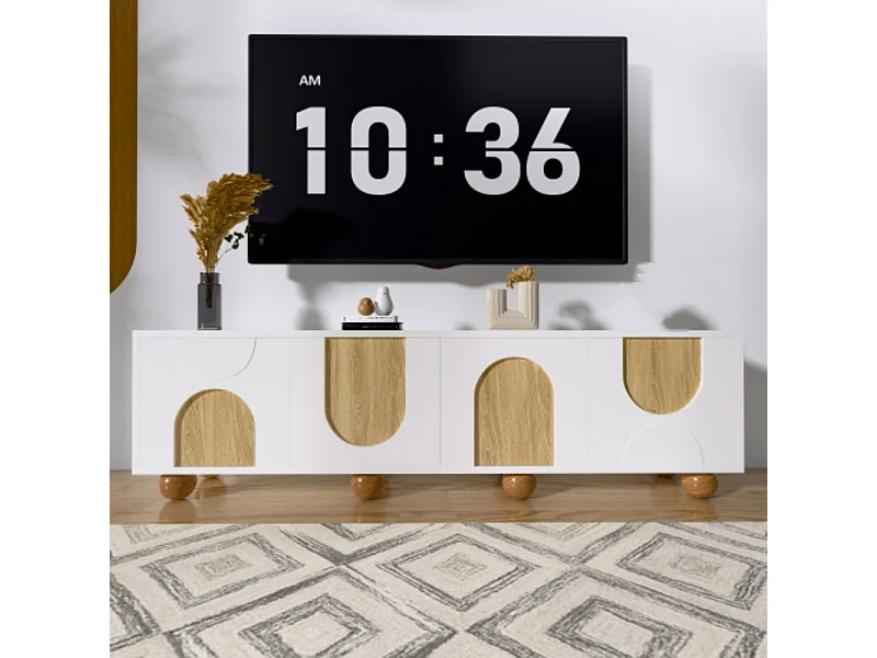 TV-Schrank mit vier Türen, TV-Ständer, TV-Ständer Einzigartiges Design TV-Konsolentisch, 175 x 38 x 50 cm