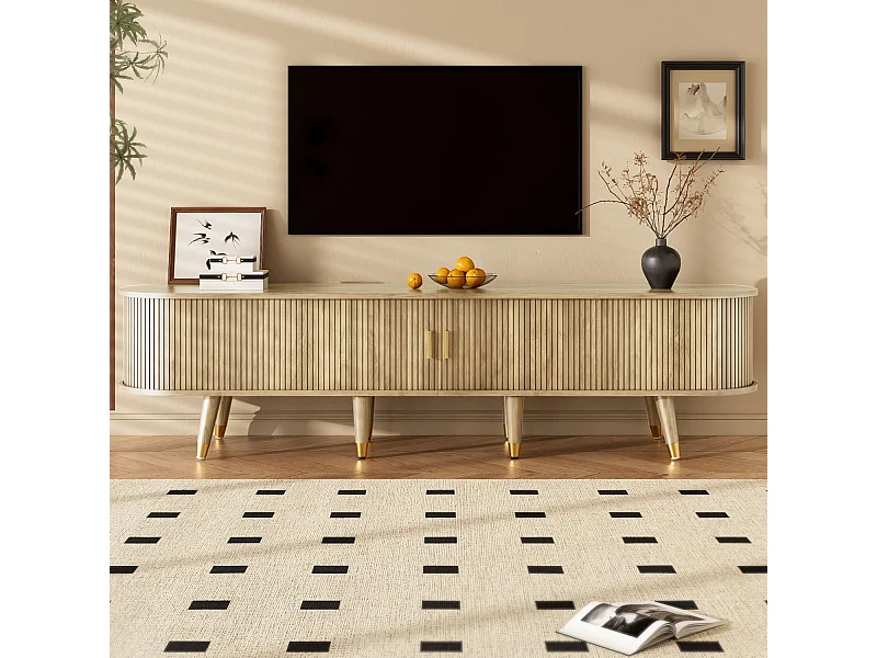 TV-Schrank mit Schiebetüren, TV-Möbel, TV-Ständer, niedrigerer Fernsehschrank, TV-Halterung. Einzigartiges Design.