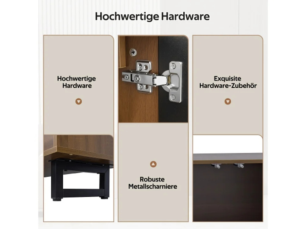 TV-Schrank mit vier Türen,TV-Ständer, TV-Paneel, niedriger TV-Ständer, TV-Konsolentisch 180 x 38 x 50 cm (L x B x H)