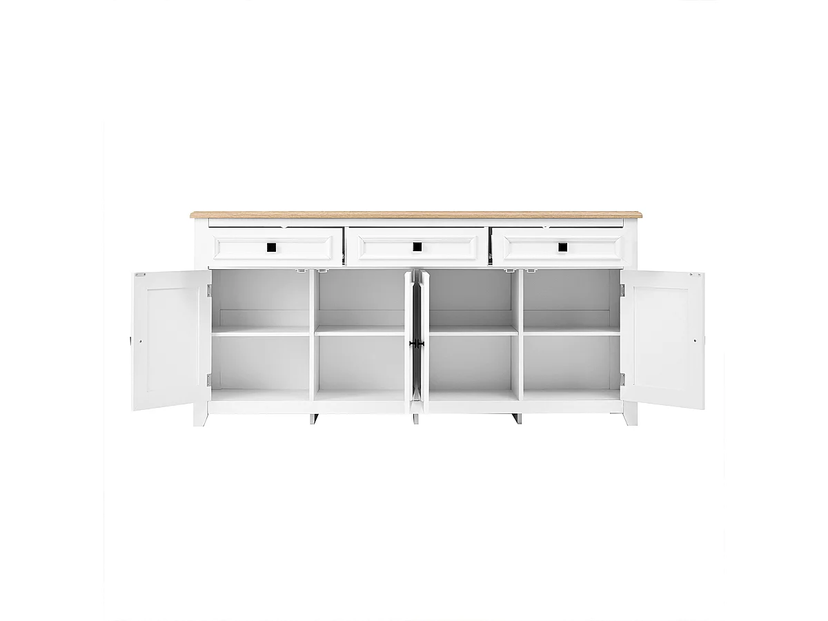 Sideboard mit Drei Schubladen und Vier Türen, Anrichte Stauraum Buffet Aufbewahrungsschrank 160L x 35B x 76H(cm)