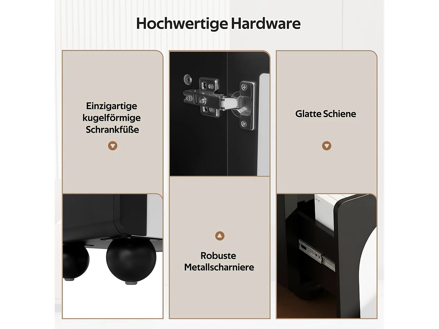 TV-Schrank mit zwei Schubladen und zwei Türen, TV-Möbel, TV-Paneel, niedriger TV-Schrank. Klassisches Schwarz-Weiß-Design. 180 x 38 x 45 cm