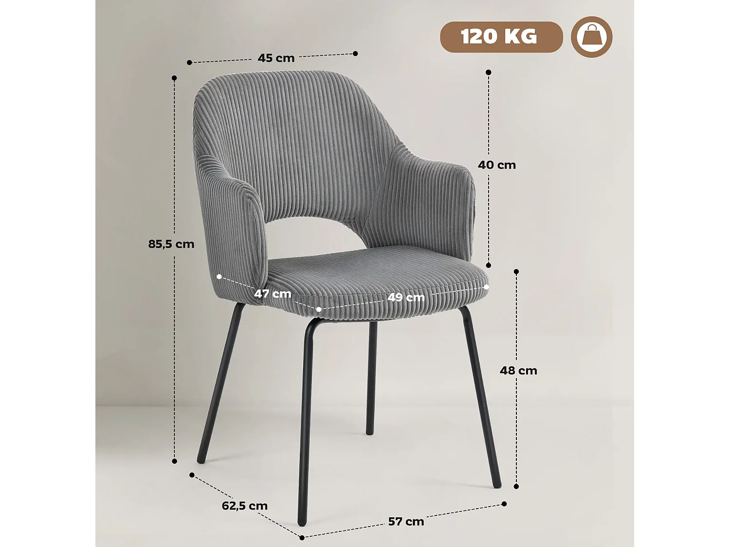 Esszimmerstuhl,Metallbeine, Küchenstuhl, Fußpolster