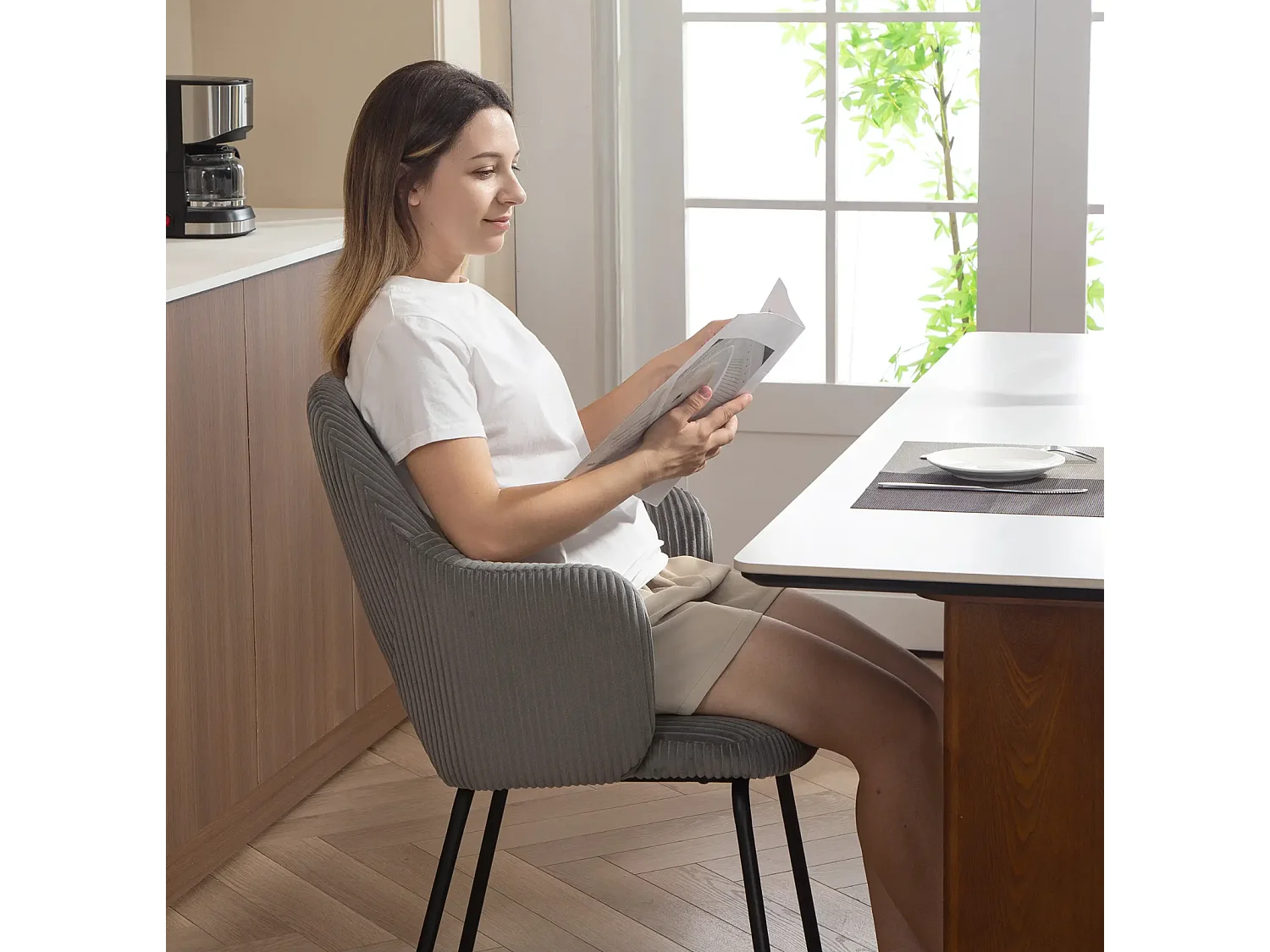 Esszimmerstuhl,Metallbeine, Küchenstuhl, Fußpolster