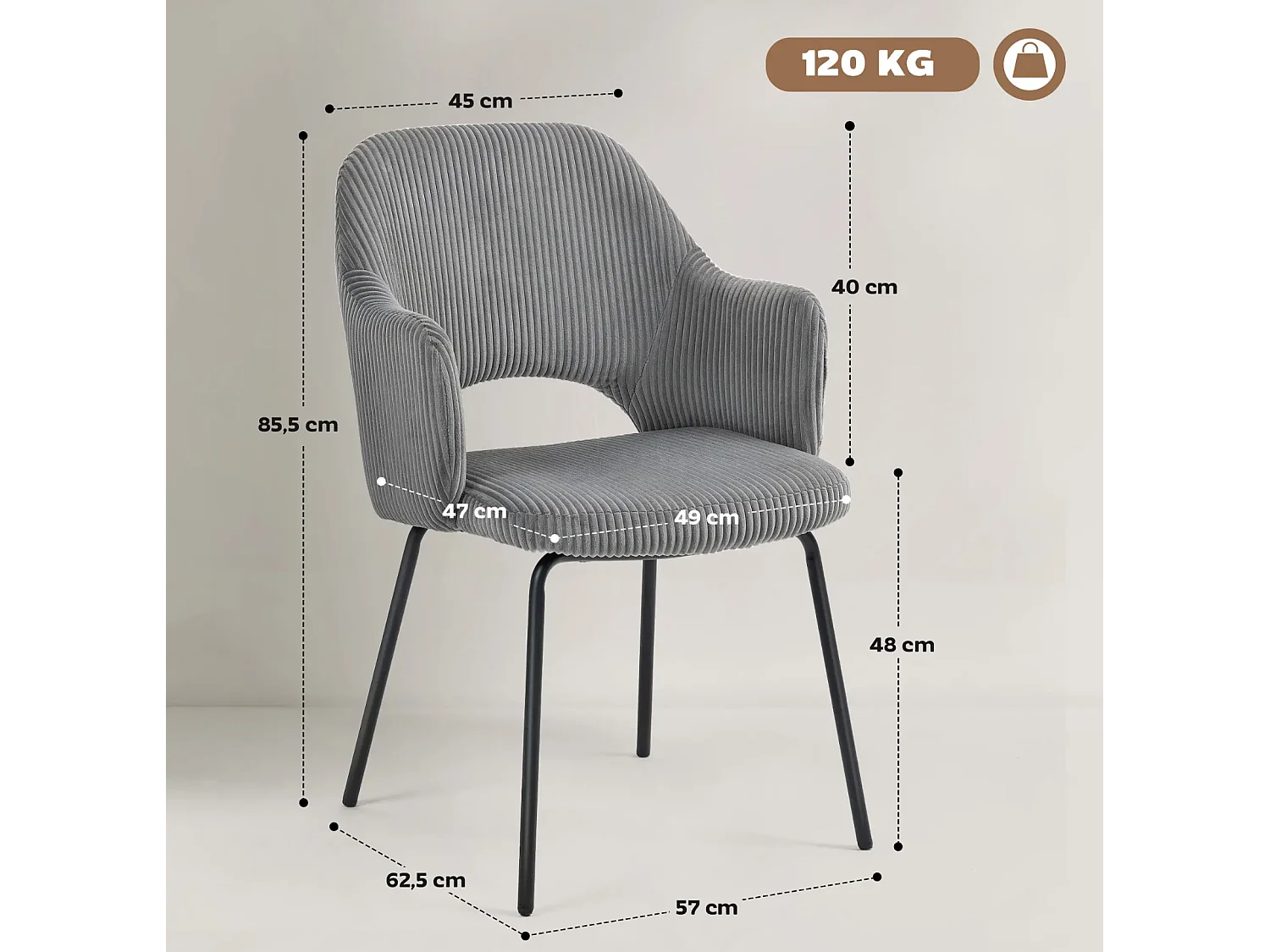 Esszimmerstuhl,Metallbeine, Küchenstuhl, Fußpolster