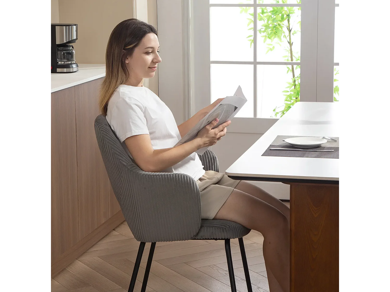 Esszimmerstuhl,Metallbeine, Küchenstuhl, Fußpolster