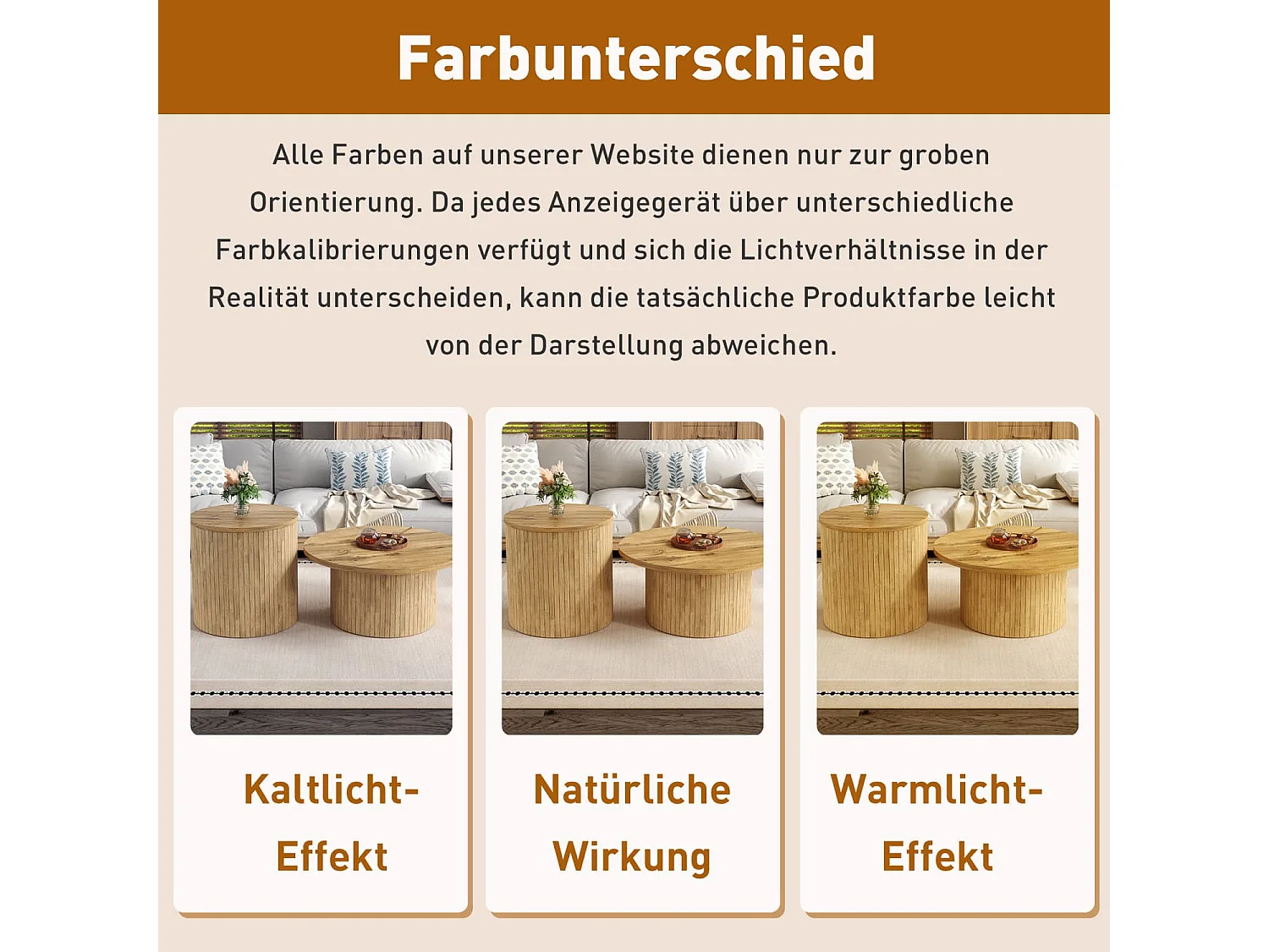 Couchtisch, doppelter runder Tisch, Beistelltisch mit Naturholzlatten. Multifunktionaler Wohnzimmertisch