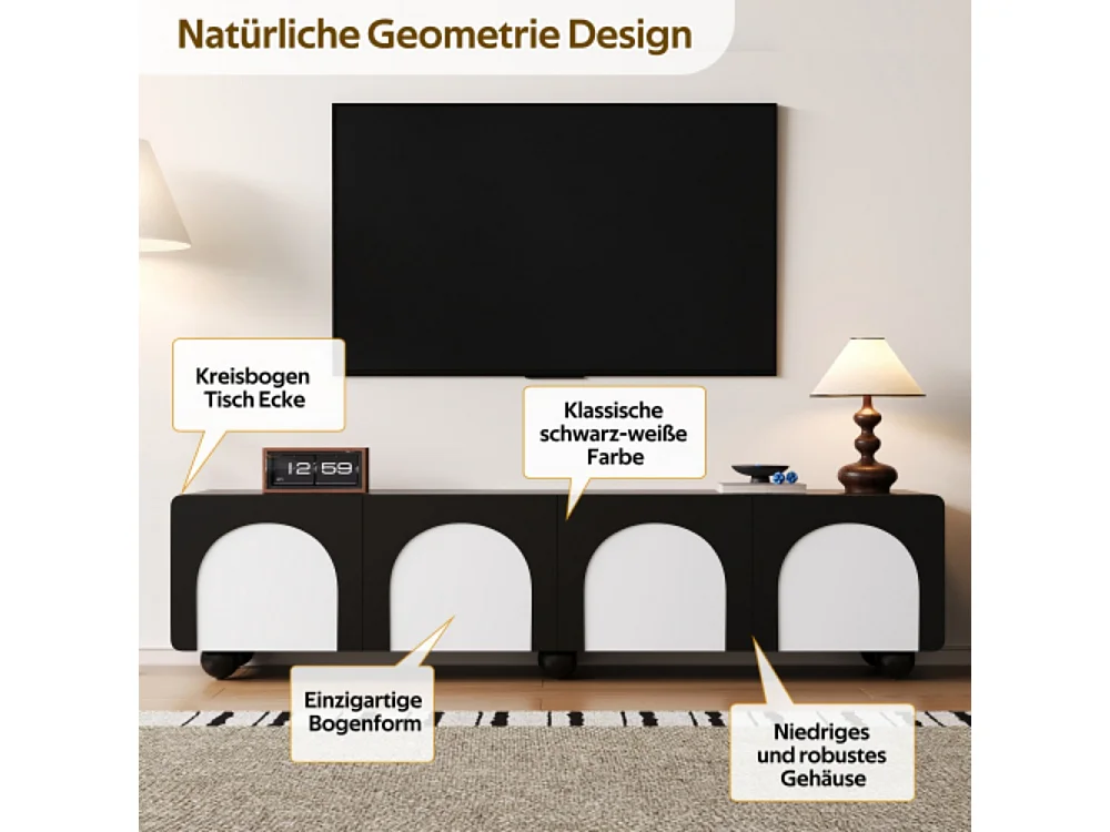 TV-Schrank mit zwei Schubladen,TV-Möbel,TV-Konsolentisch, niedriger TV-Schrank 180 x 38 x 45 cm (L x B x H)