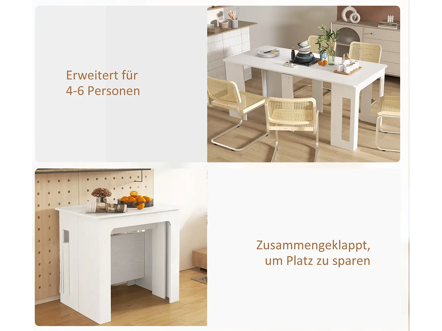 Esstisch, Klapptisch, ausziehbarer Küchentisch, Esszimmertisch, Spanplatten, 60-180 x 85 x 75 cm