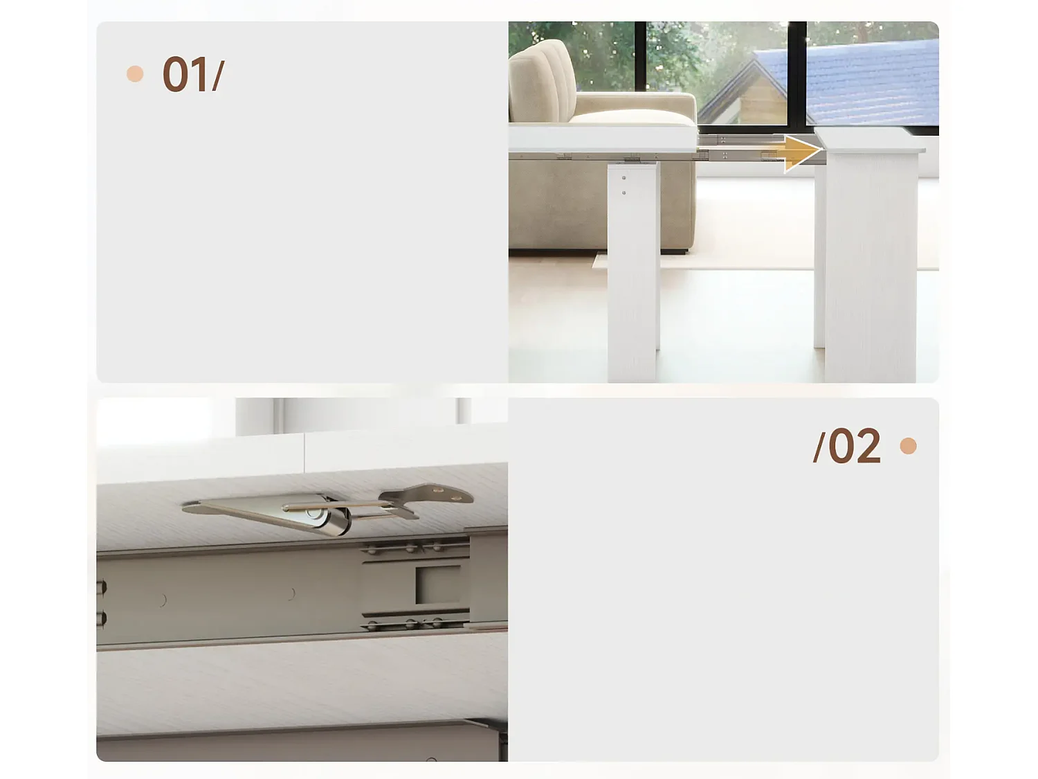 Esstisch, Klapptisch, ausziehbarer Küchentisch, Esszimmertisch, Spanplatten, 60-180 x 85 x 75 cm