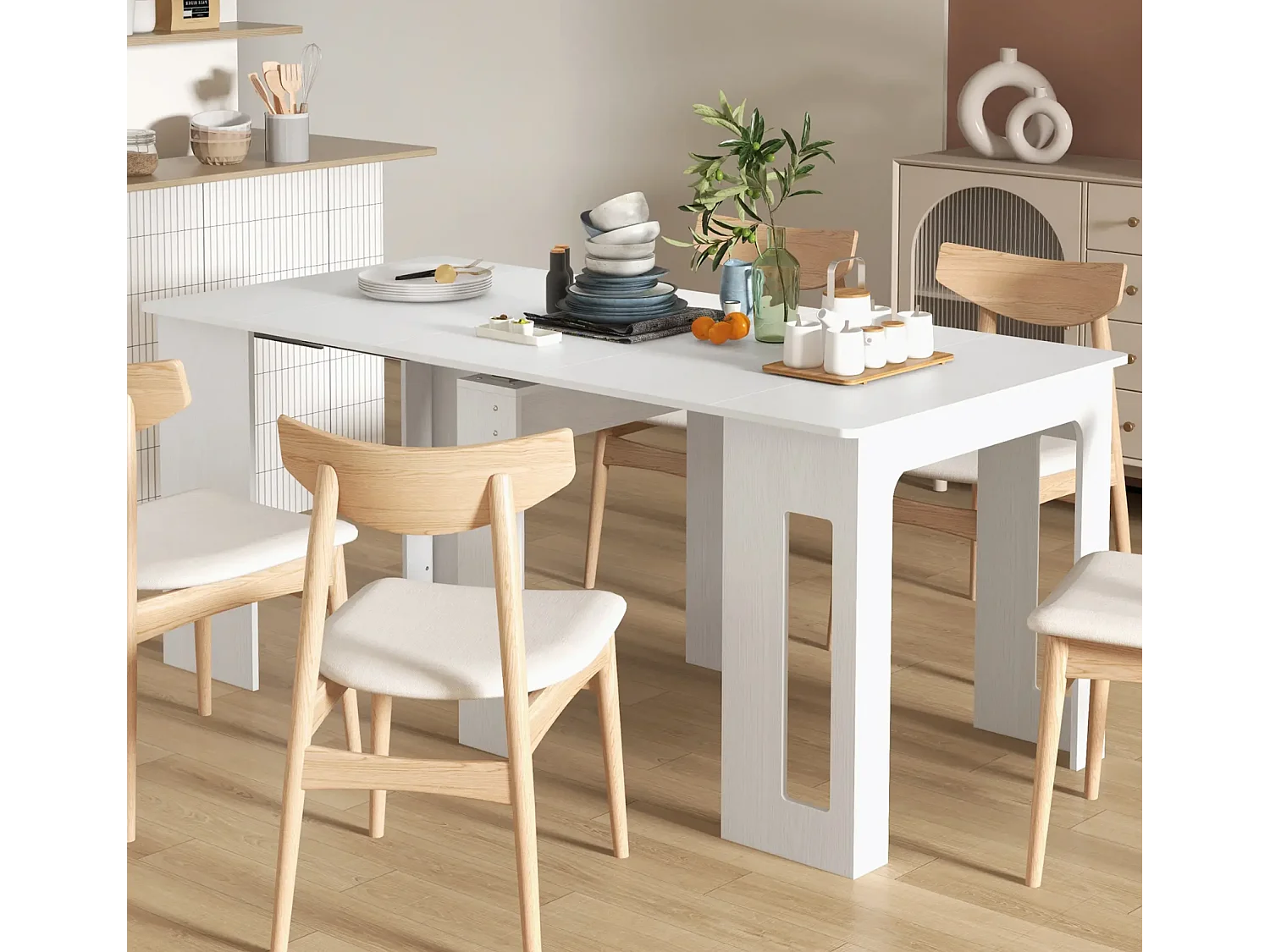 Esstisch, Klapptisch, ausziehbarer Küchentisch, Esszimmertisch, Spanplatten, 60-180 x 85 x 75 cm