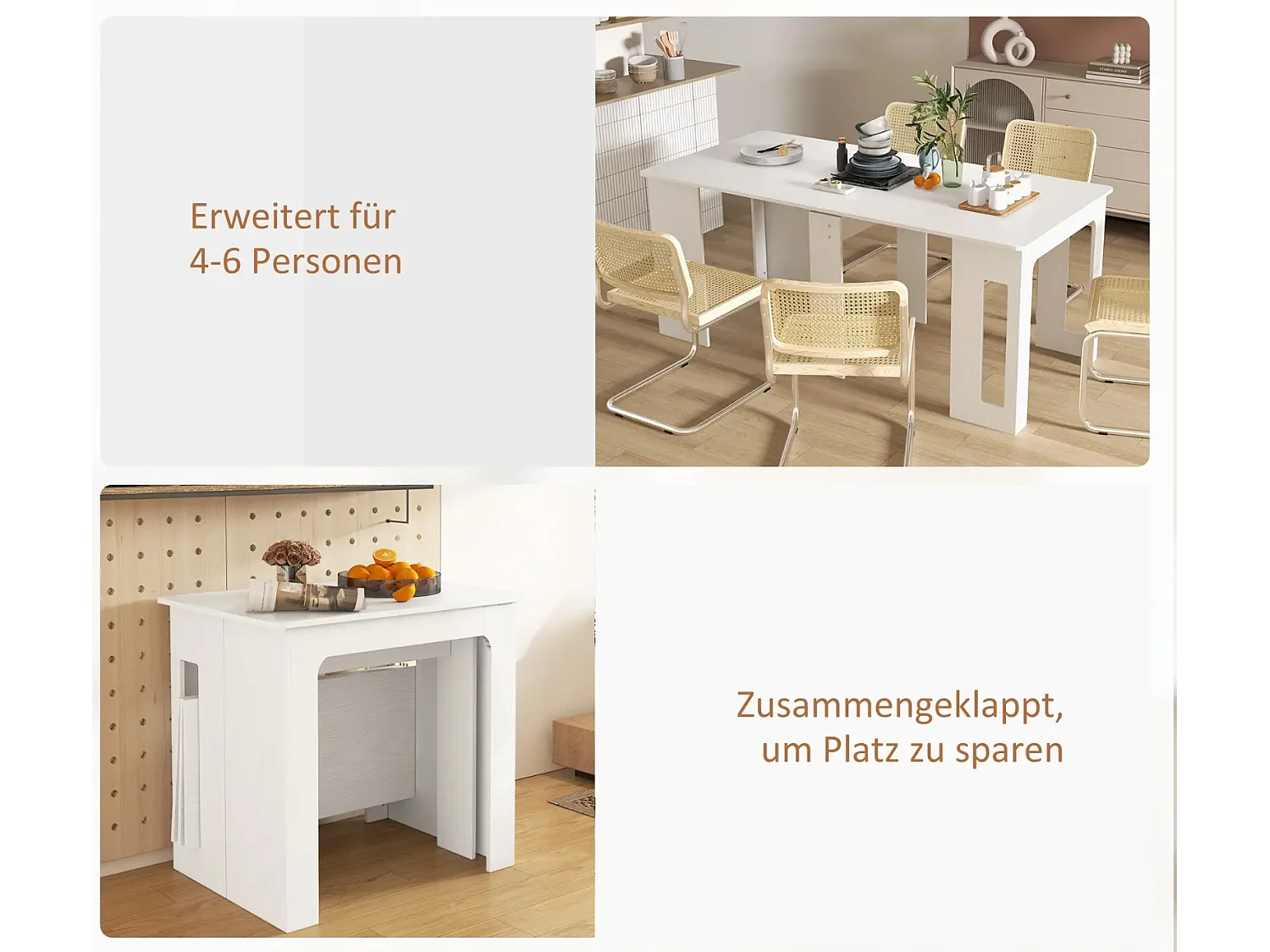 Esstisch, Klapptisch, ausziehbarer Küchentisch, Esszimmertisch, Spanplatten, 60-180 x 85 x 75 cm