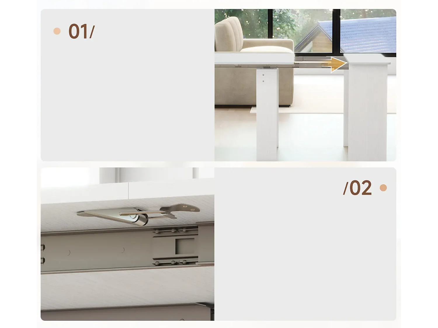 Esstisch, Klapptisch, ausziehbarer Küchentisch, Esszimmertisch, Spanplatten, 60-180 x 85 x 75 cm