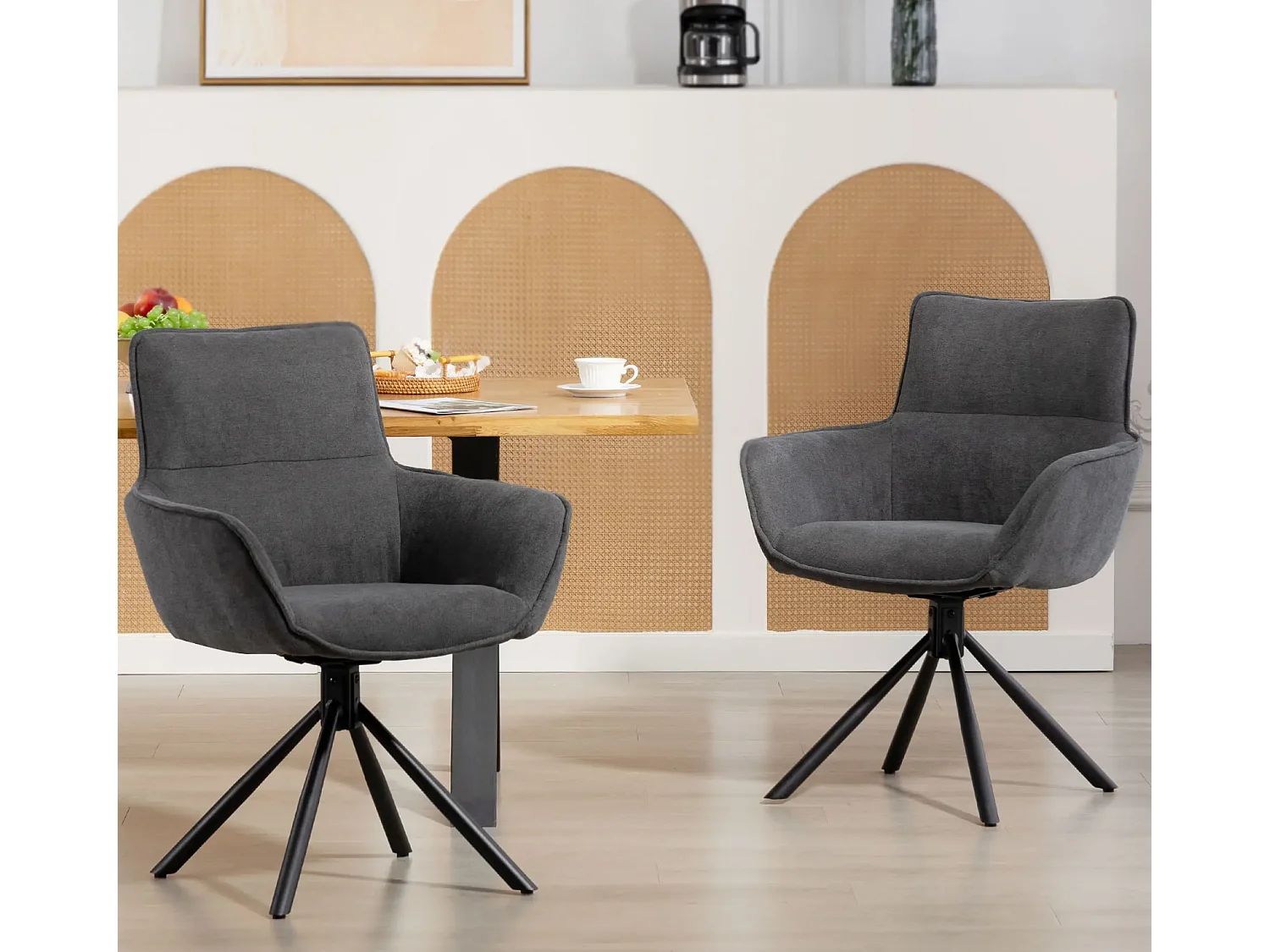 2er-Set Esszimmerstühle, drehbar, weich gepolstert, Armlehnen,Einzelsessel,Wohnzimmer