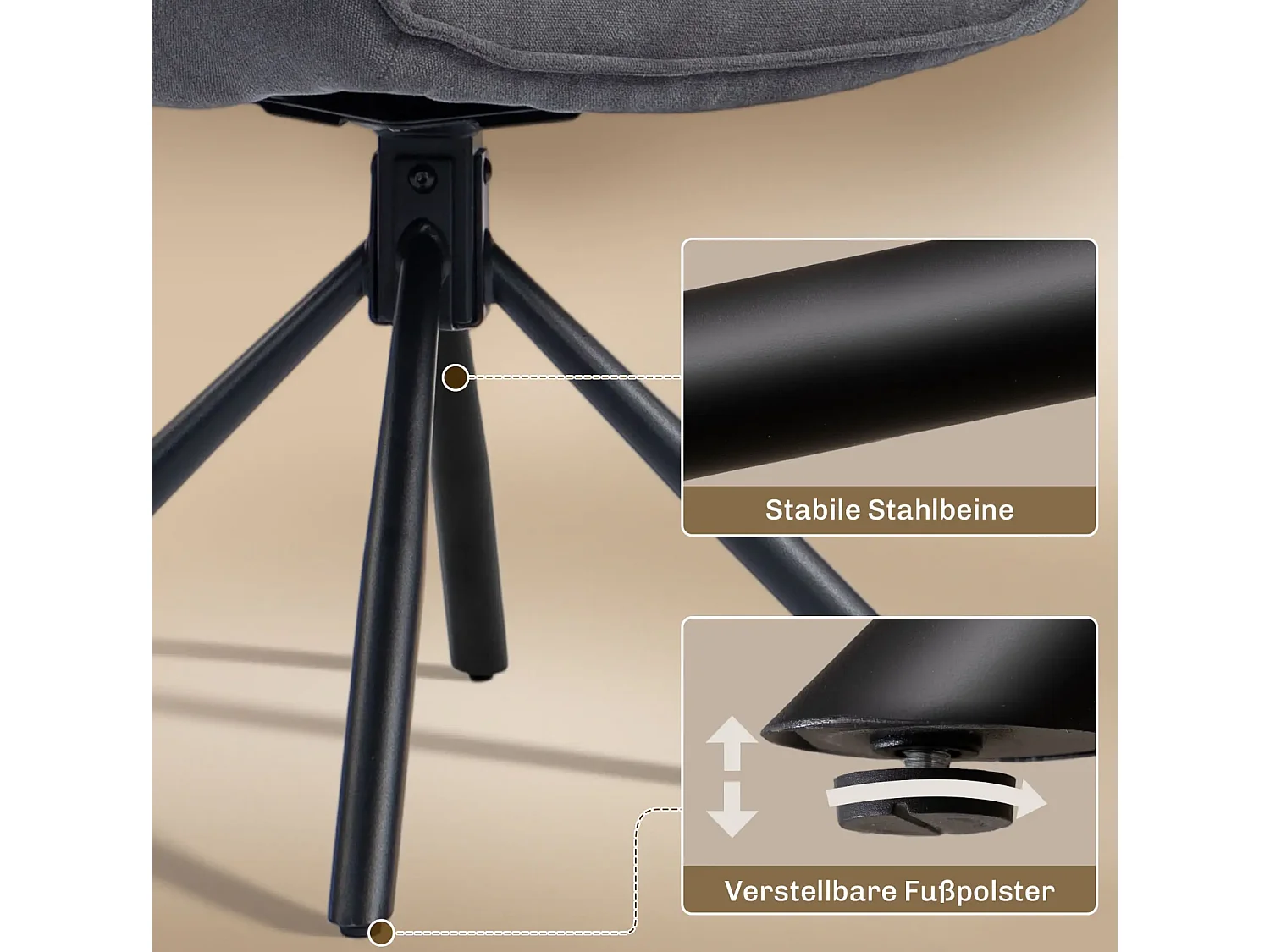 2er-Set Esszimmerstühle, drehbar, weich gepolstert, Armlehnen,Einzelsessel,Wohnzimmer