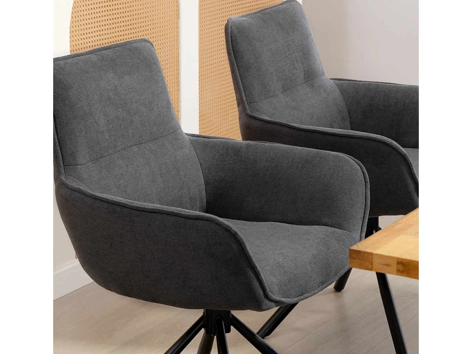 2er-Set Esszimmerstühle, drehbar, weich gepolstert, Armlehnen,Einzelsessel,Wohnzimmer