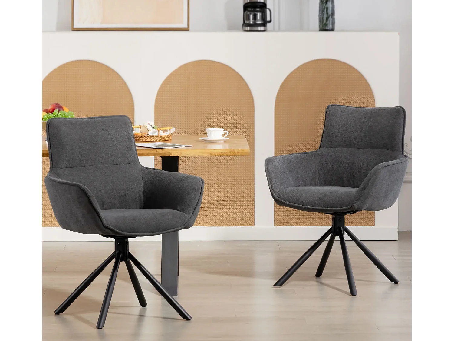 2er-Set Esszimmerstühle, drehbar, weich gepolstert, Armlehnen,Einzelsessel,Wohnzimmer